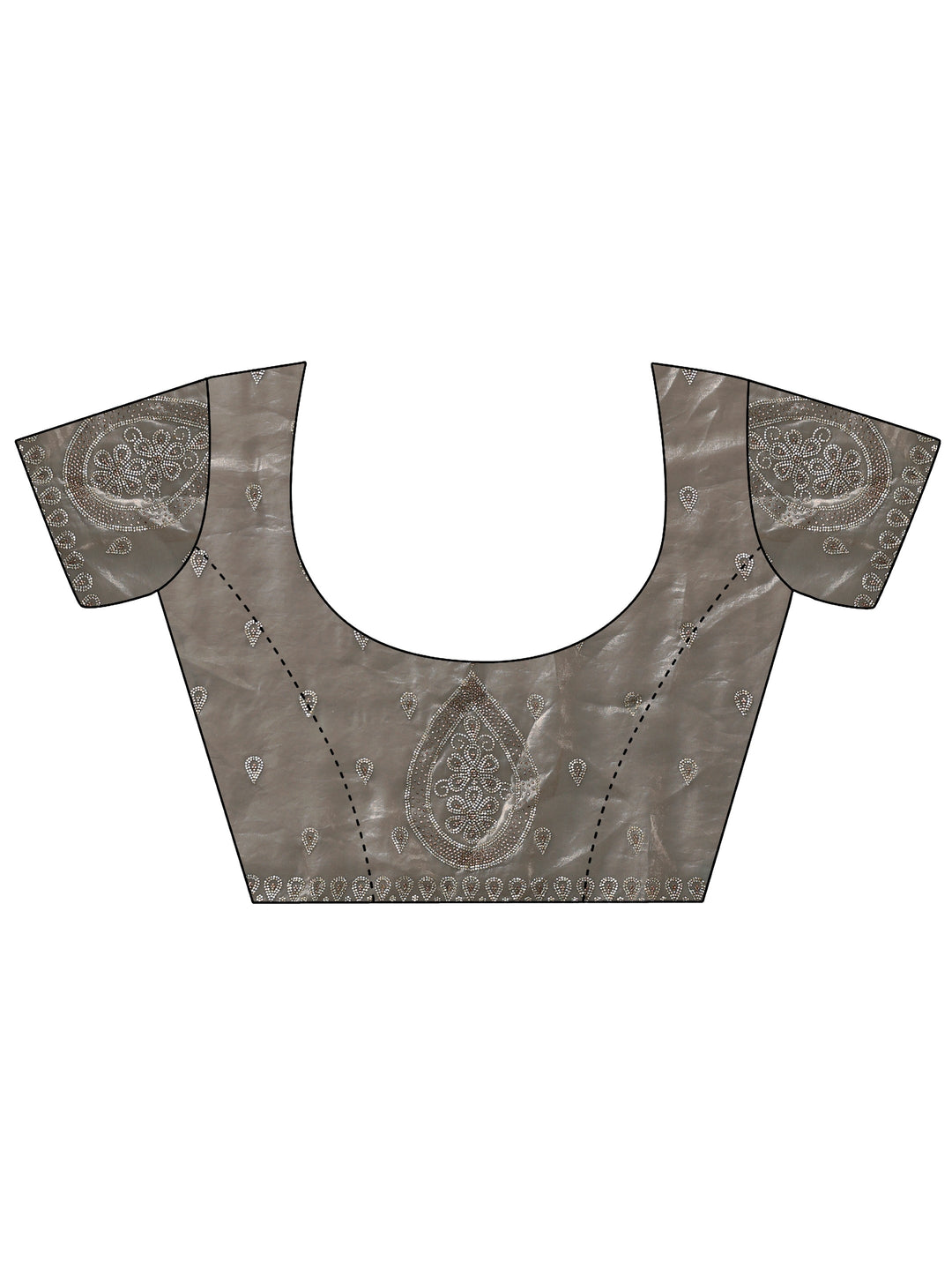 Libas Art Grey Floral Bead Embellished Tissue Saree