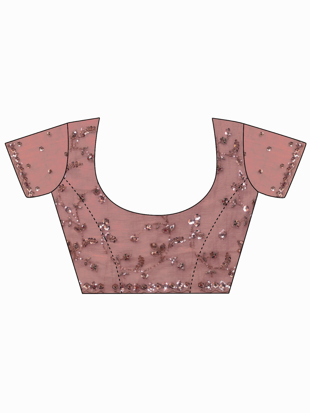Libas Art Peach Pink Floral Embellished Tissue Saree