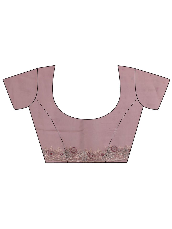 Libas Art Pink Striped Tissue Saree with Embellished Border