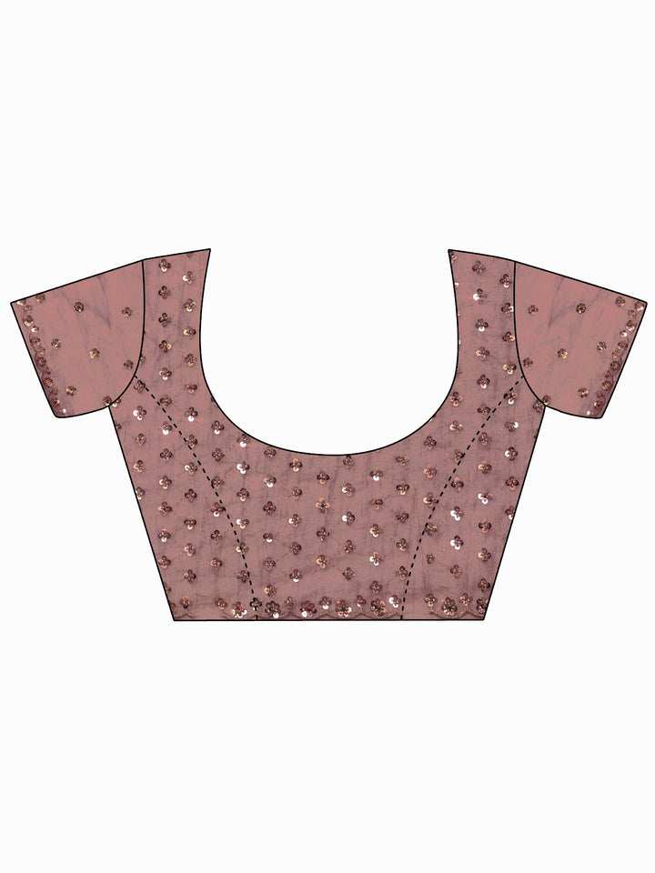 Libas Art Rose Pink Stone Work Embellished Tisue Saree