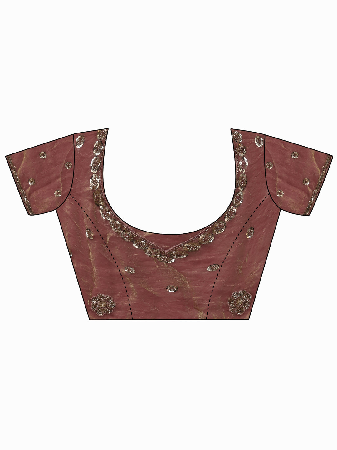 Libas Art Dusty Rose Pink Floral Embellished Tissue Saree