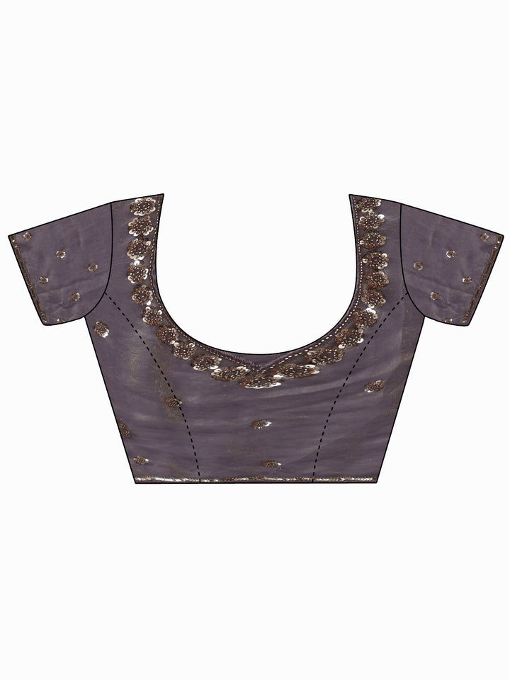 Libas Art Lavender Floral Embellished Tissue Saree