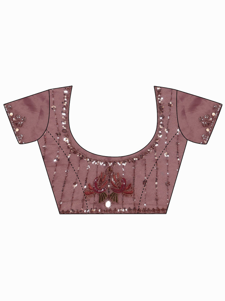 Libas Art Dusty Rose Sequin Embellished Tissue Saree