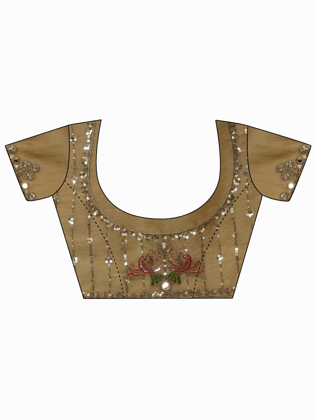 Libas Art Green Sequin Embellished Tissue Saree