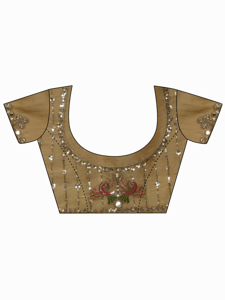 Libas Art Green Sequin Embellished Tissue Saree