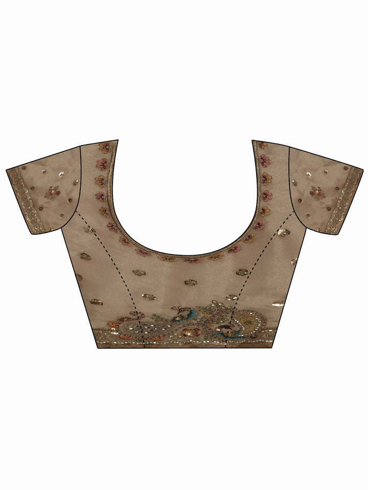 Libas Art Beige Sequin Embellished Tissue Saree