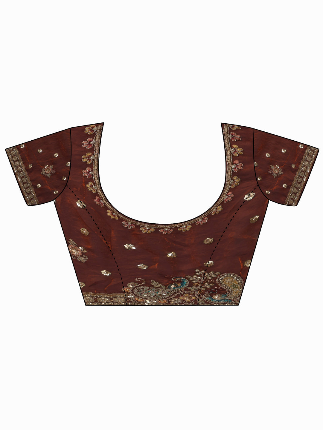 Libas Art Rust Brown Sequin Tissue Saree with Embellished Border