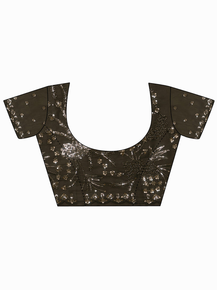 Libas Art Taupe Brown Sequin Embellished Tissue Saree