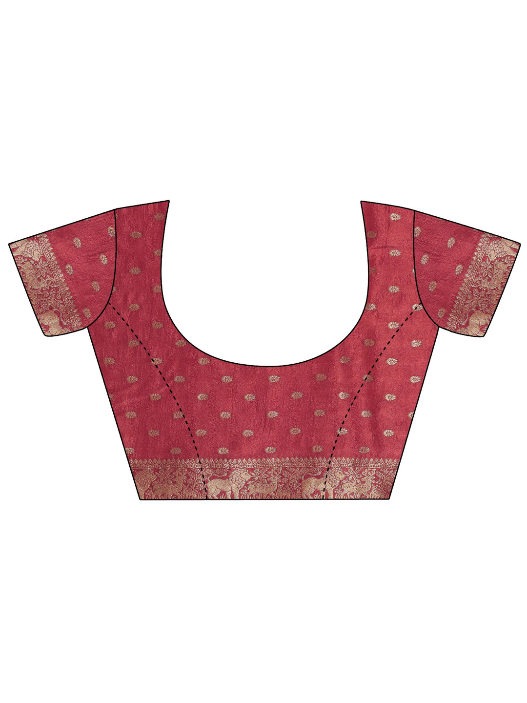 Libas Art Rust Red Kalamkari Print Silk Blend Tassel Saree