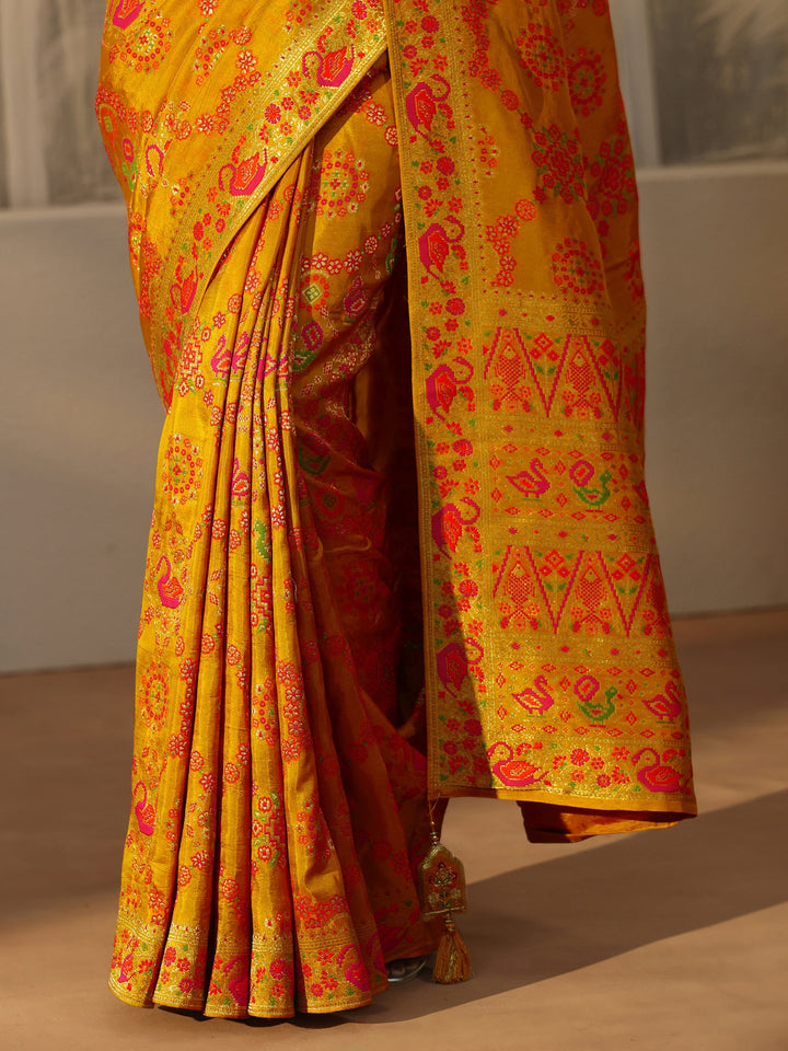 Libas Art Mustard Woven Design Silk Blend Saree