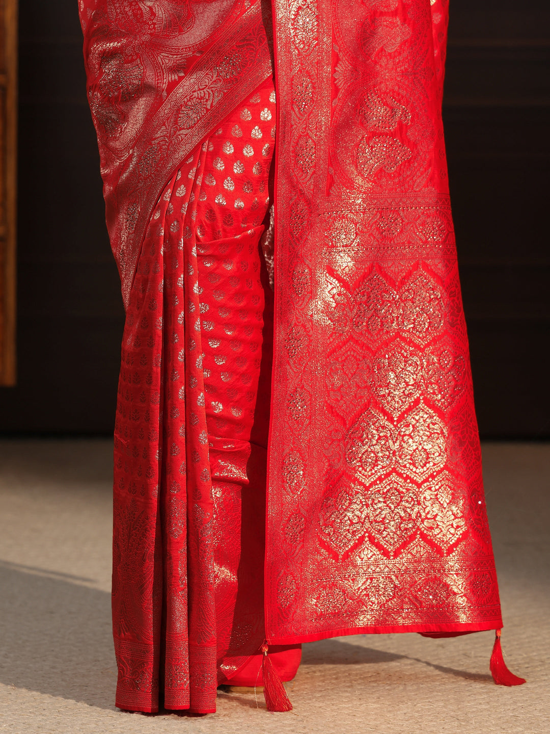 Libas Hot Pink Banarasi Silk Blend Saree