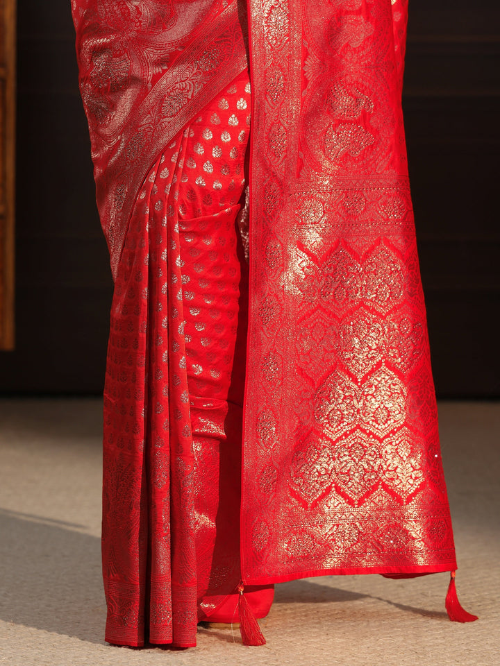 Libas Hot Pink Banarasi Silk Blend Saree