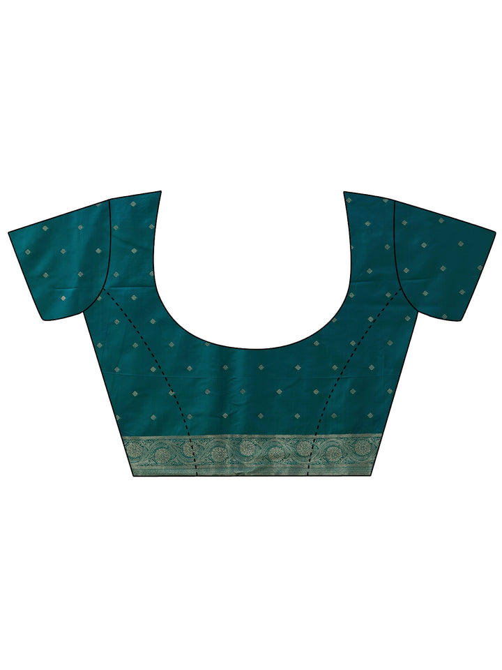 Libas Teal Blue Paisley Woven Design Silk Blend Saree