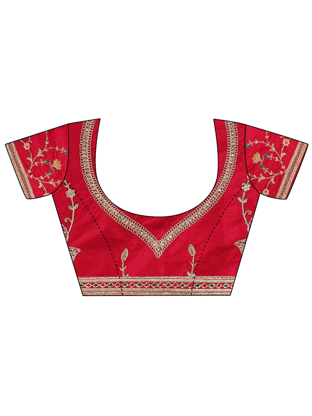 Libas Art Wine Floral Embroidered Tissue Saree