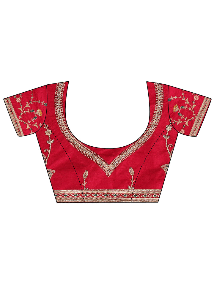 Libas Art Wine Floral Embroidered Tissue Saree