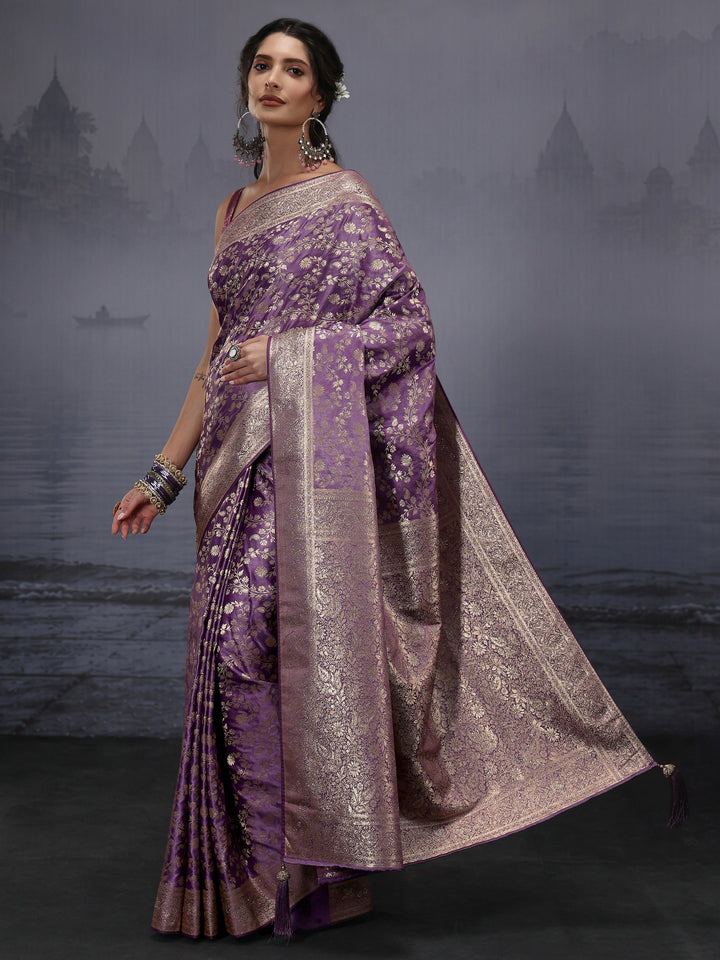 Libas Lavender Banarasi Brocade Saree