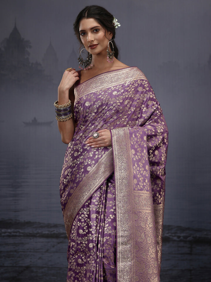 Libas Lavender Banarasi Brocade Saree