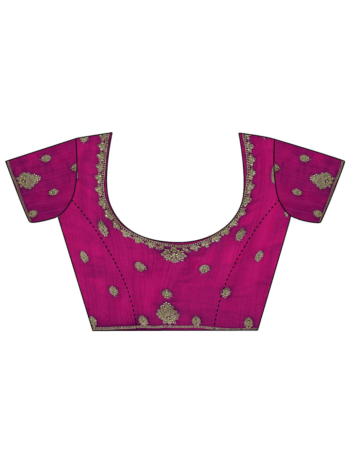 Libas Art Wine Floral Zari Embroidered Tissue Saree