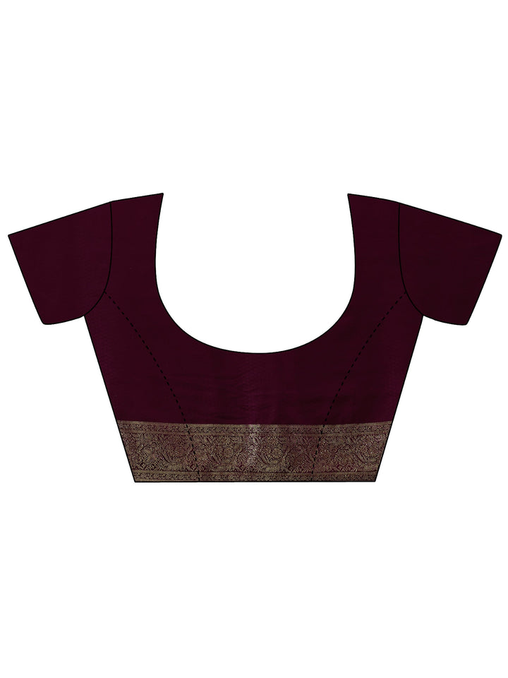 Libas Cream and Maroon Floral Woven Design Silk Blend Saree