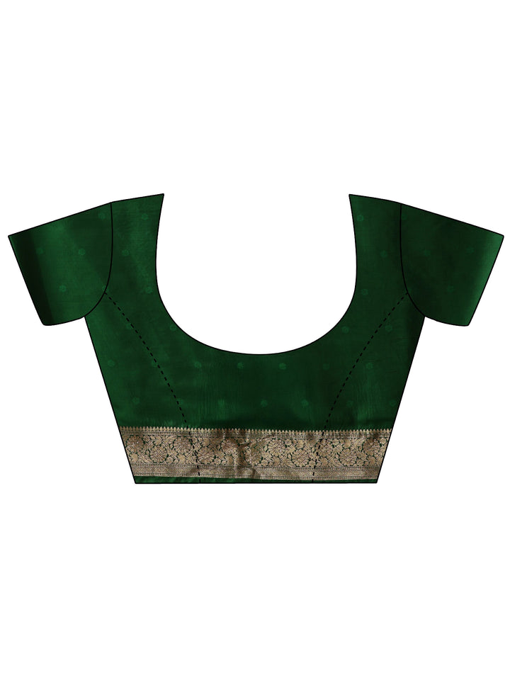 Libas Emerald Green Leaf Motif  Woven Design Silk Blend Saree