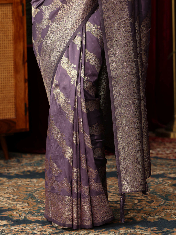 Libas Lavender Woven Design Silk Blend Saree