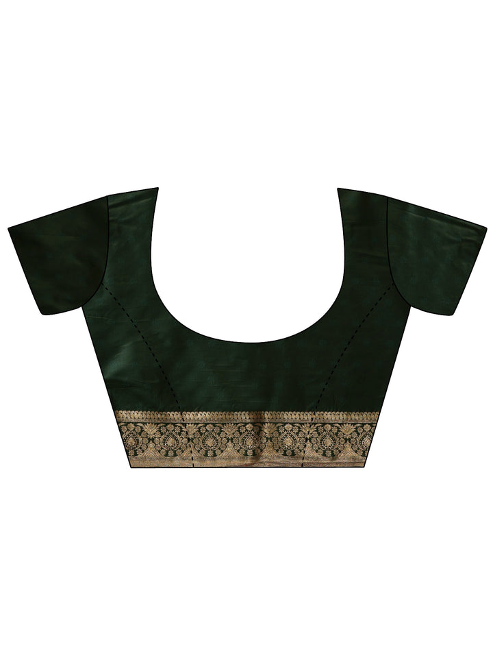 Libas Forest Green Paisley Woven Design Silk Blend Saree