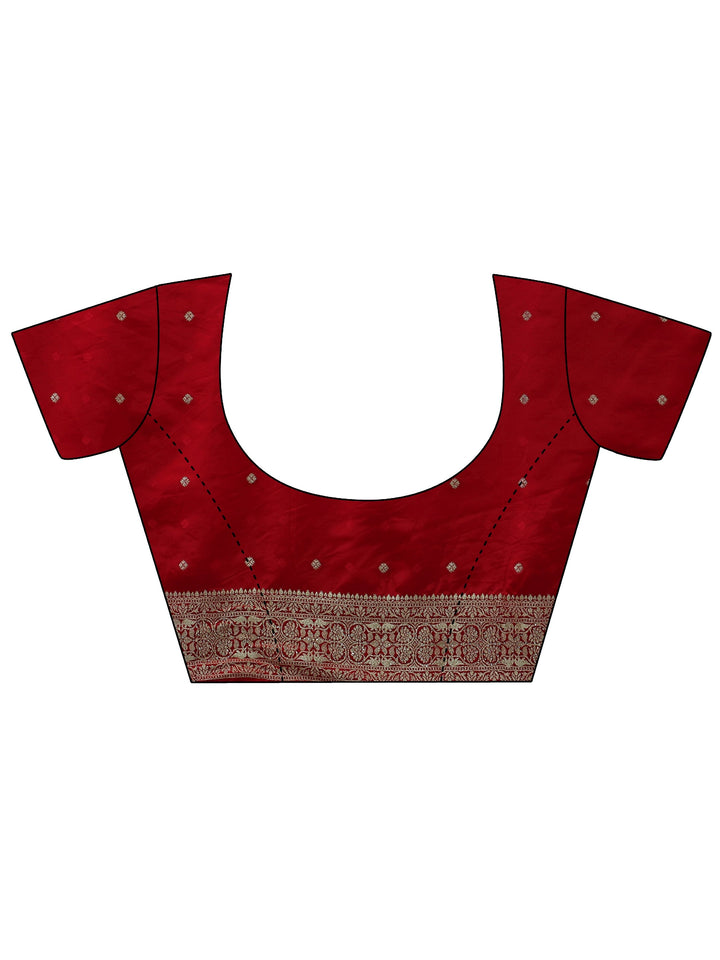 Libas Red Woven Design Satin Saree with Embellished Pallu