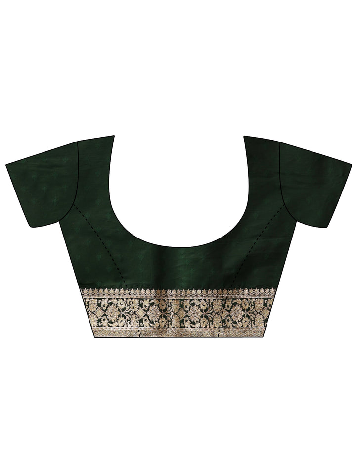 Libas Dark Green Leaf Motif  Woven Design Silk Blend Saree