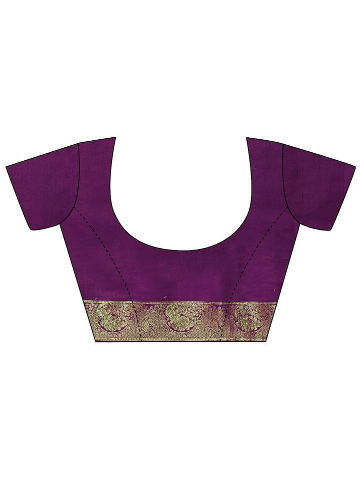 Libas Purple Peacock Woven Design Embellished Silk Blend Saree