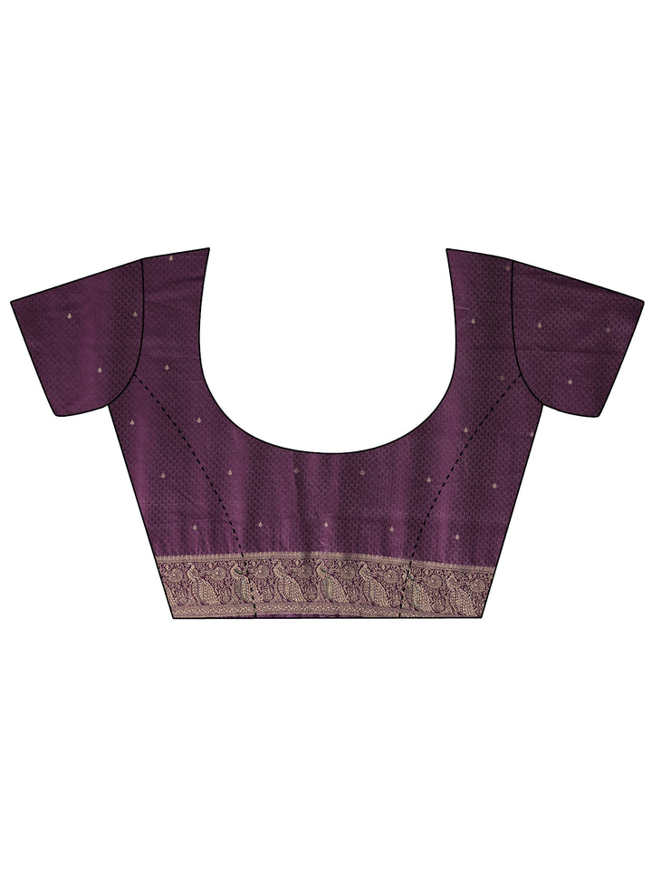 Libas Royal Purple Woven Design Silk Blend Saree with Stone Work
