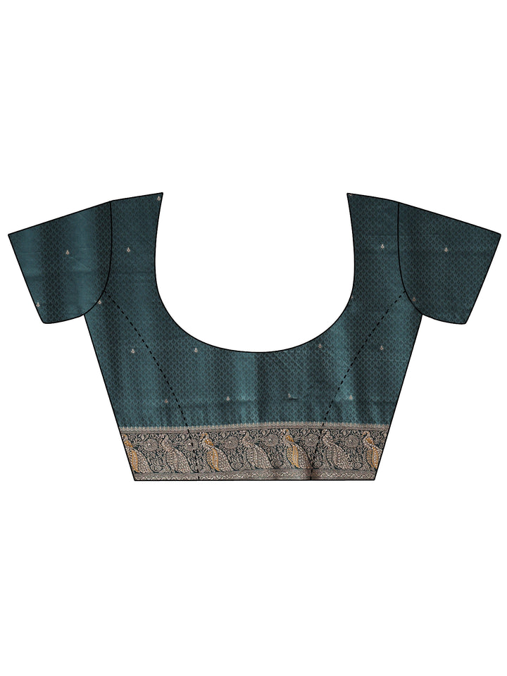 Libas Dusty Blue Woven Design Silk Blend Saree with Stone Work