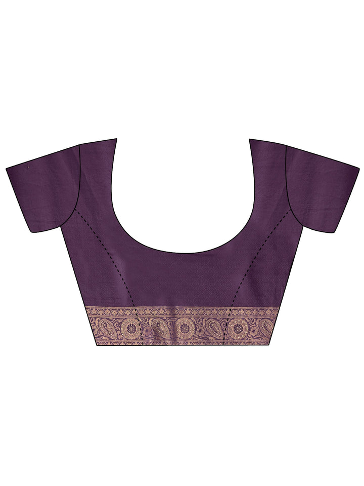 Libas Purple Woven Design Silk Blend Saree with Stone Work
