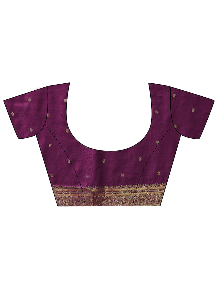 Libas Plum Purple Floral Woven Design Satin Saree with Stone Work