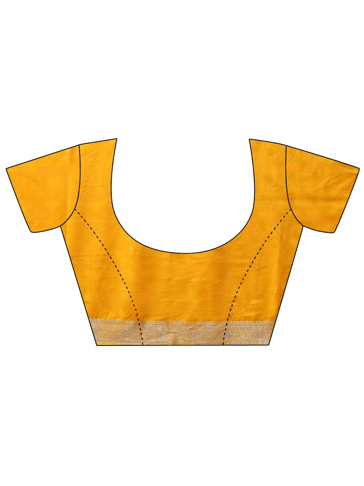 Libas Yellow Woven Design Satin Saree with Stone Work