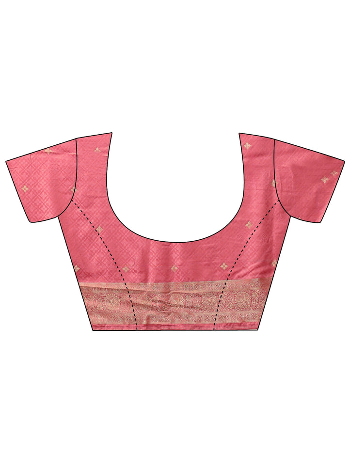 Libas Pink Floral Woven Design Satin Saree with Embellished Pallu