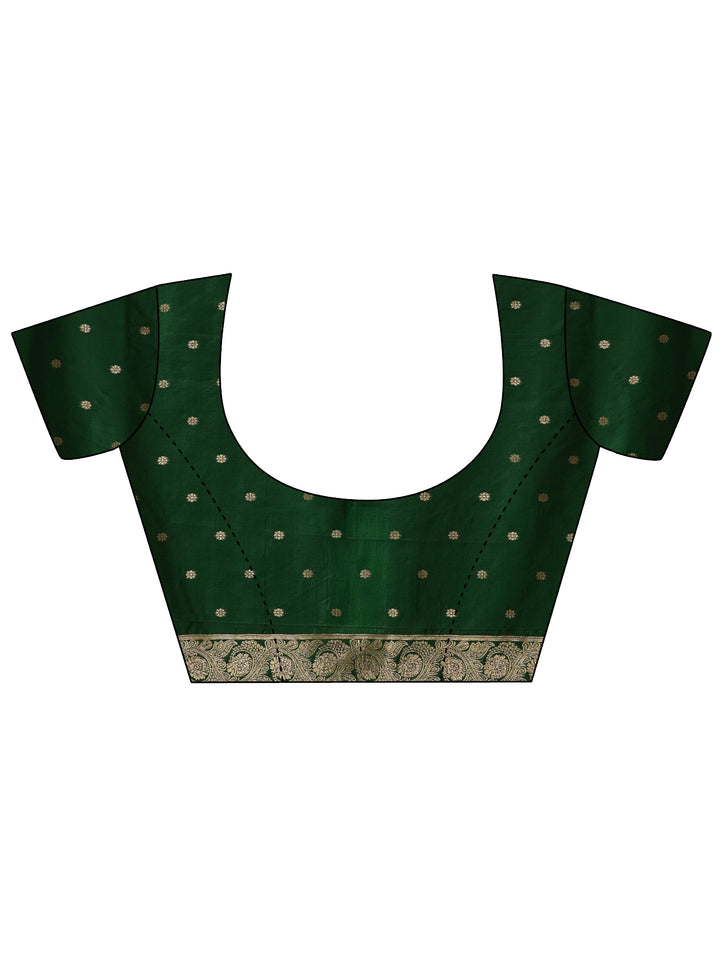 Libas Bottle Green Banarasi Silk Blend Saree with Stone Work