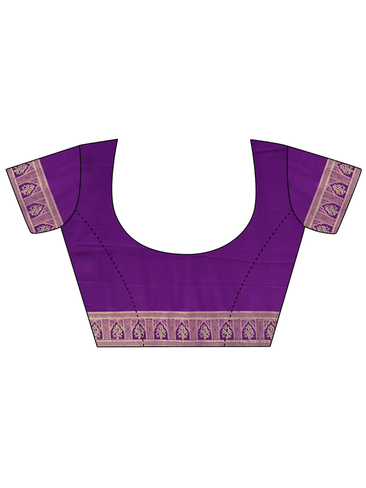 Libas Purple Elephant Woven Design Satin Saree