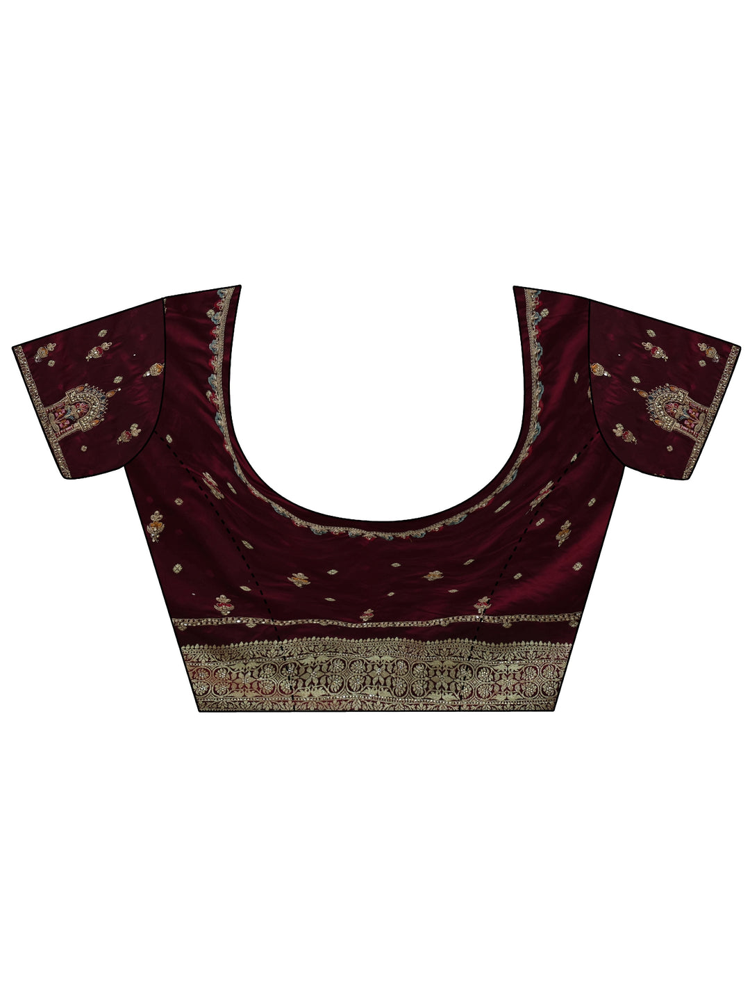 Libas Art Maroon Woven Design Silk Blend Saree with Embroidered Border