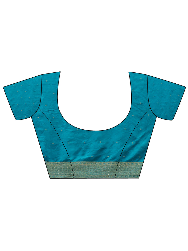 Libas Green and Blue Woven Design Satin Saree