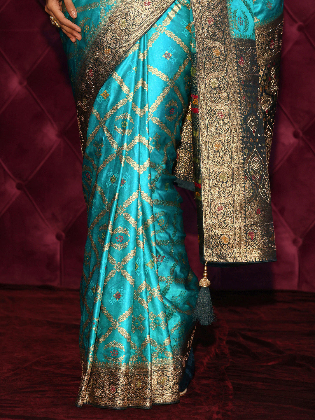 Libas Blue Ethnic Woven Design Silk Blend Saree
