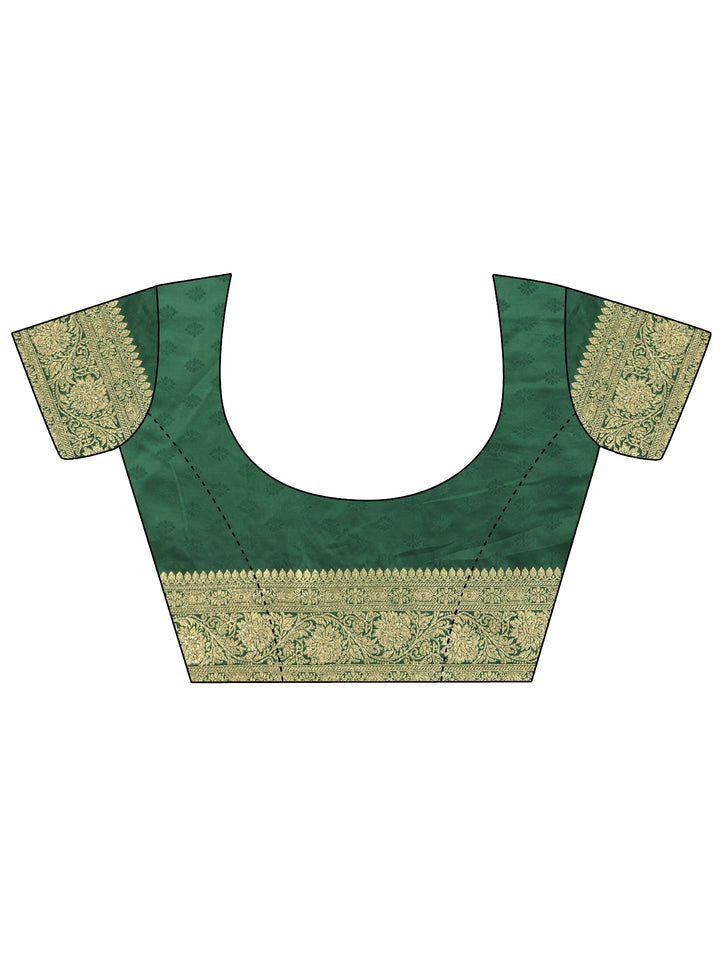 Libas Burgundy and Green Banarasi Silk Blend Saree