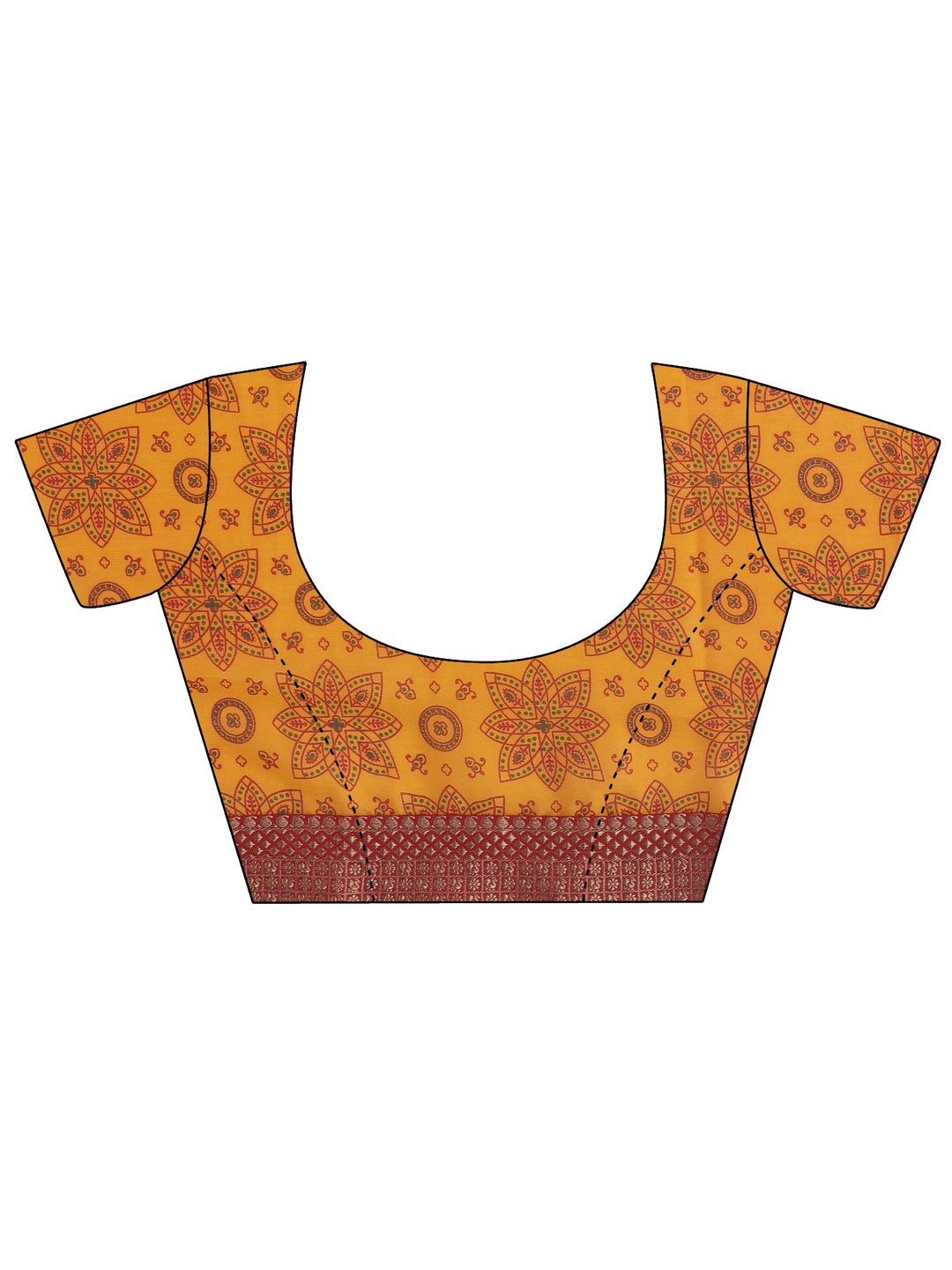 Libas Mustard Printed Georgette Saree with Floral Border