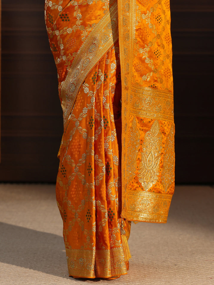 Libas Mustard Gharchola Silk Saree with Stone Work