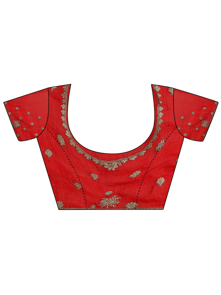Libas Art Red Floral Embellished Tissue Saree