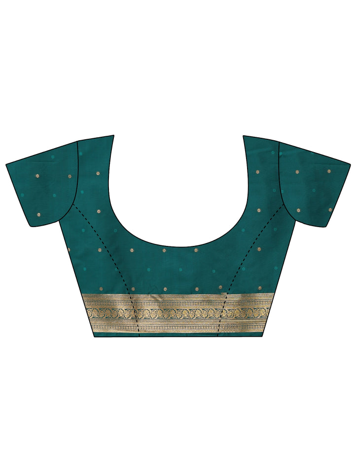 Libas Peacock Green Elephant Motif Kanjeevaram Silk Blend Saree