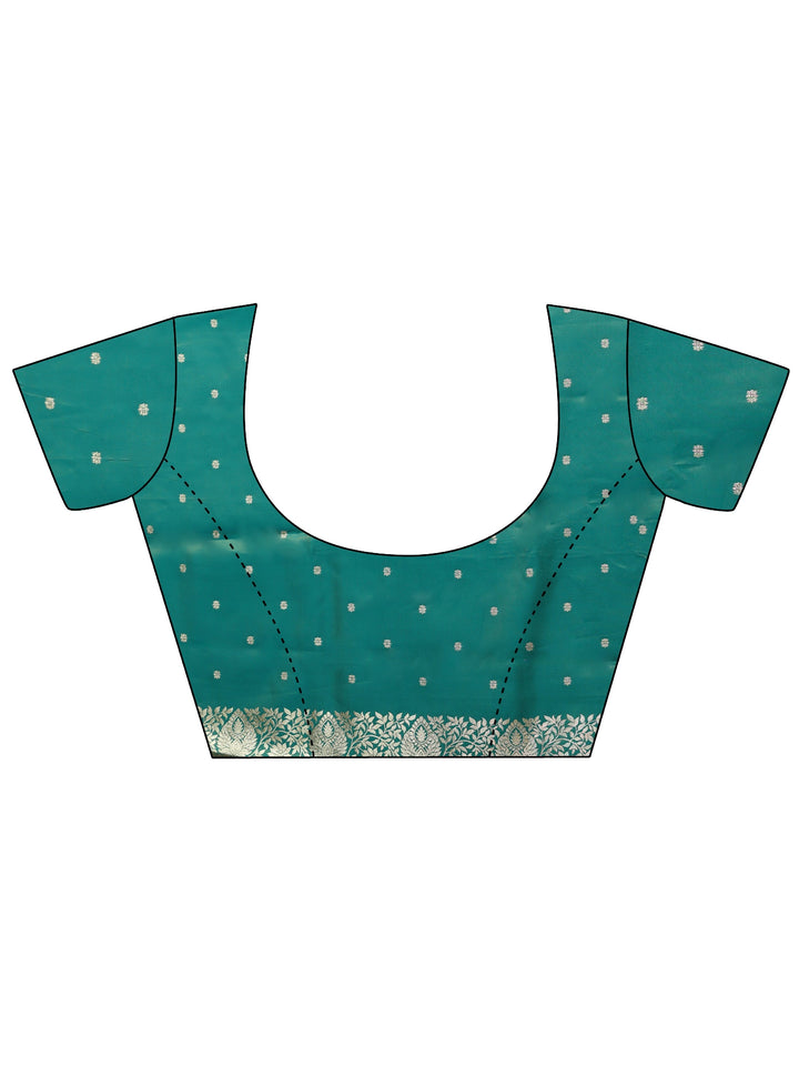 Libas Teal Green Woven Design Satin Tassel Saree
