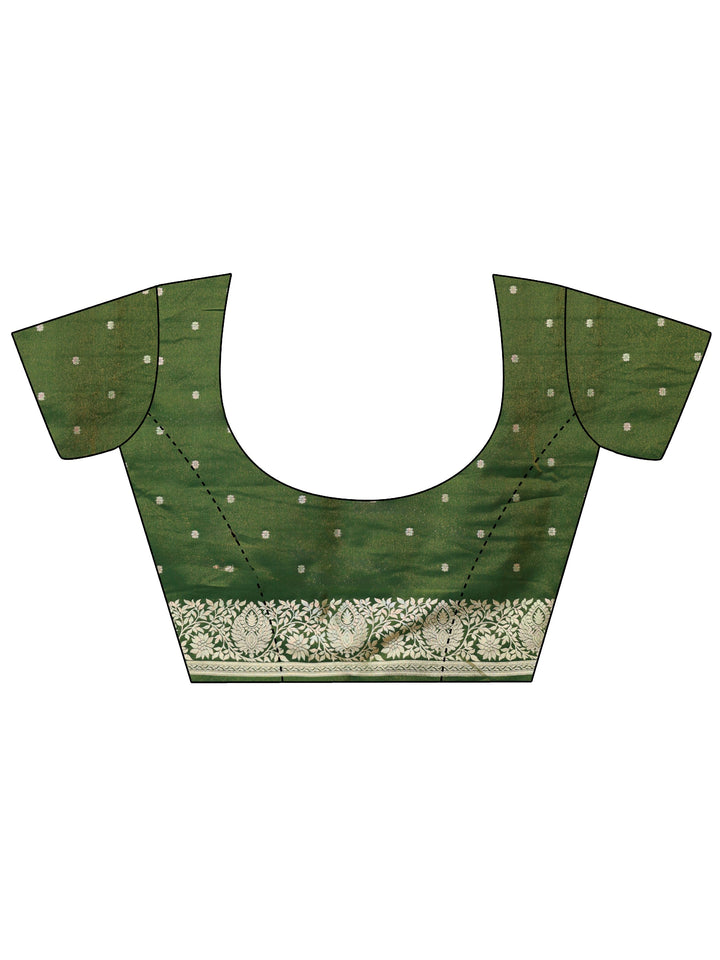 Libas Forest Green Floral Woven Design Satin Saree