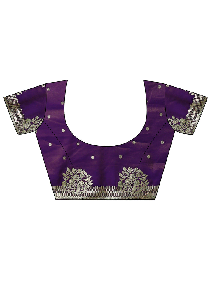 Libas Purple Ethnic Woven Design Satin Tassel Saree