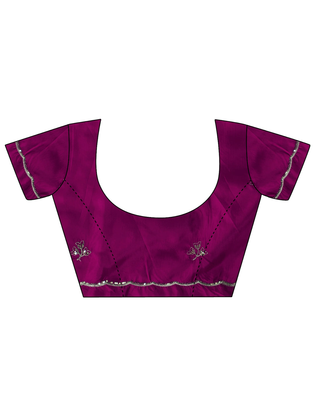Libas Magenta Pink Embellished Satin Saree with Scalloped Border
