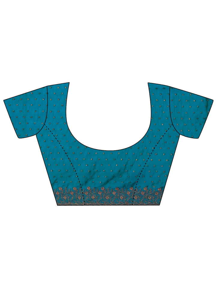 Libas Blue Woven Design Tissue Saree with Embroidered Border